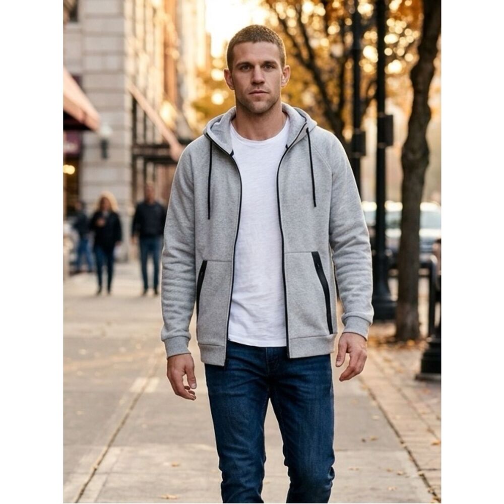 NWT Full Send Unisex Gray Fitness Track Full Zip Hoodie Jacket - Size Medium
